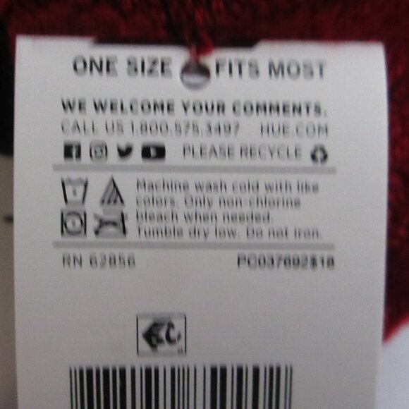 HUE Cable Ribbed Crew Length Boot Socks 2 Pack Black / Red One Size Made in USA - Picture 5 of 15